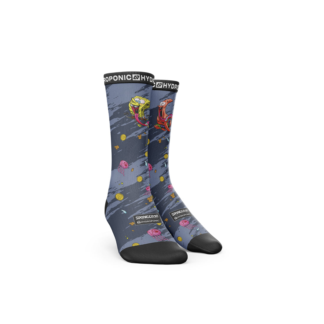 Șosete SpongeBob RUN Grey  Șosete Unisex Premium cu Imprimeu Oficial SpongeBob SquarePants