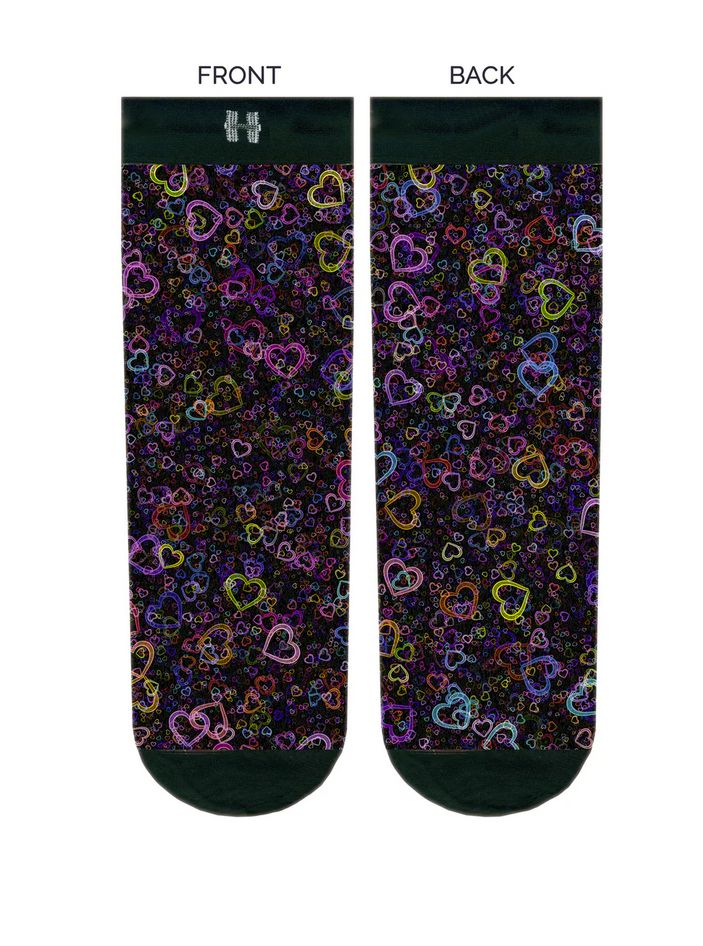 Șosete lungi damă fashion HYD Celebration CUORE MULTICOLOR – Design artistic cu inimă multicoloră